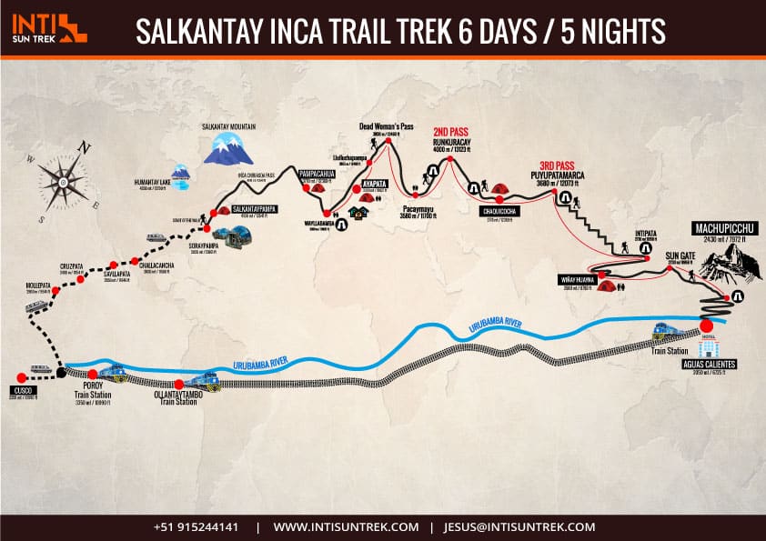 3. mapa salkantay trek inka trail 6 dias 5 noches inti sun trek ingles