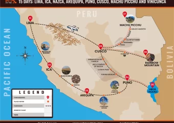 15 day Peru travel itinerary map