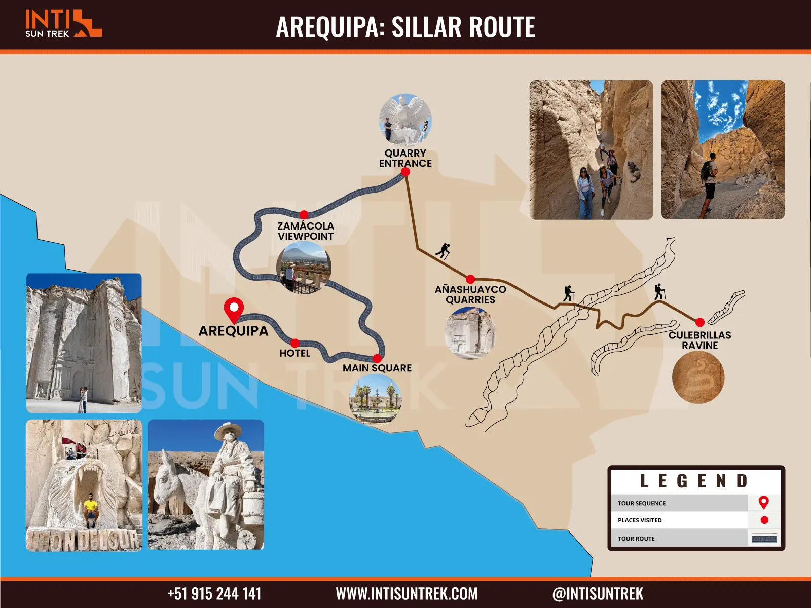 arequipa sillar route tour map peru intisun trek