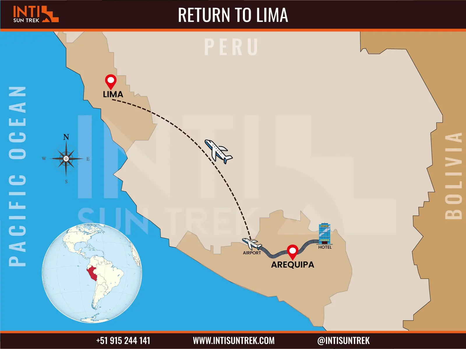 Peru Tours 9 days- Lima, Cusco, Machupicchu, Rainbow, Arequipa, Colca Canyon 10 arequipa to lima return route map