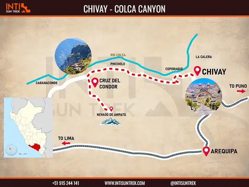 chivay colca canyon tour map