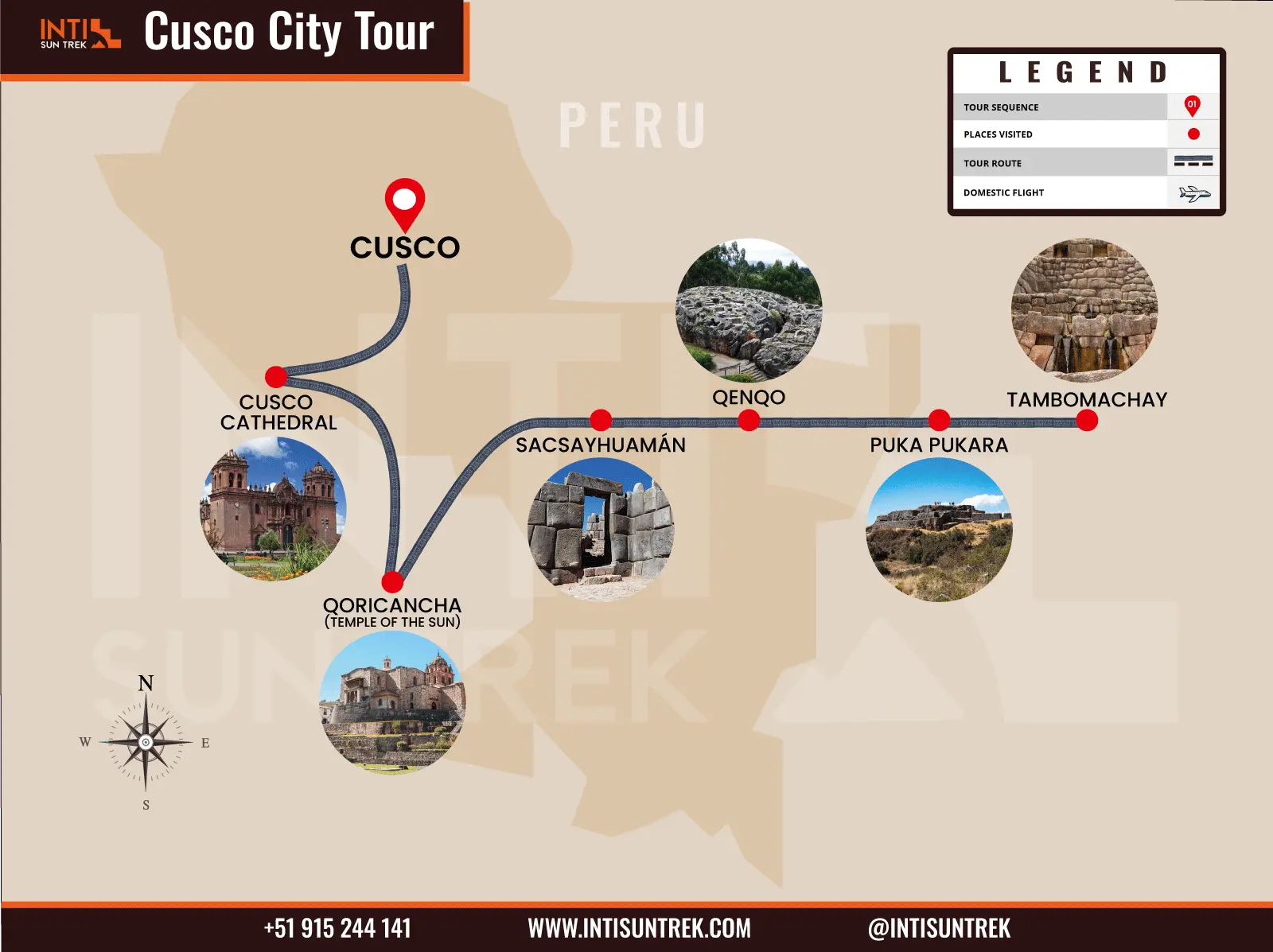 Peru Tour Packages 15D - Cusco, Puno, Arequipa, Nazca, Ica and Lima 14 Cusco city tour map