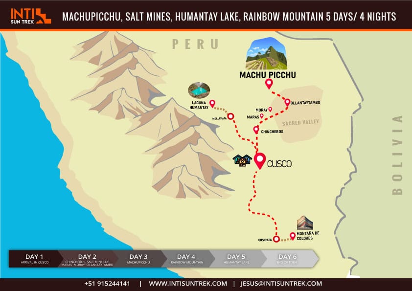 machupicchu salt mines humantay lake rainbow mountain 5 days 4 nights