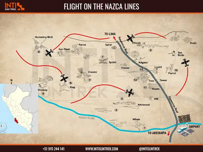 Best Peru Tours 11 Days Lima, Paracas, Nazca, Cusco, Machu Picchu, Puno 4 nazca lines flight route map peru