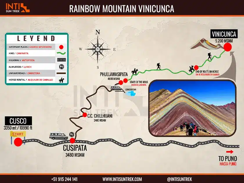 rainbow mountain vinicunca tour map