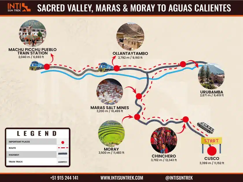 sacred valley maras moray to aguas calientes map peru